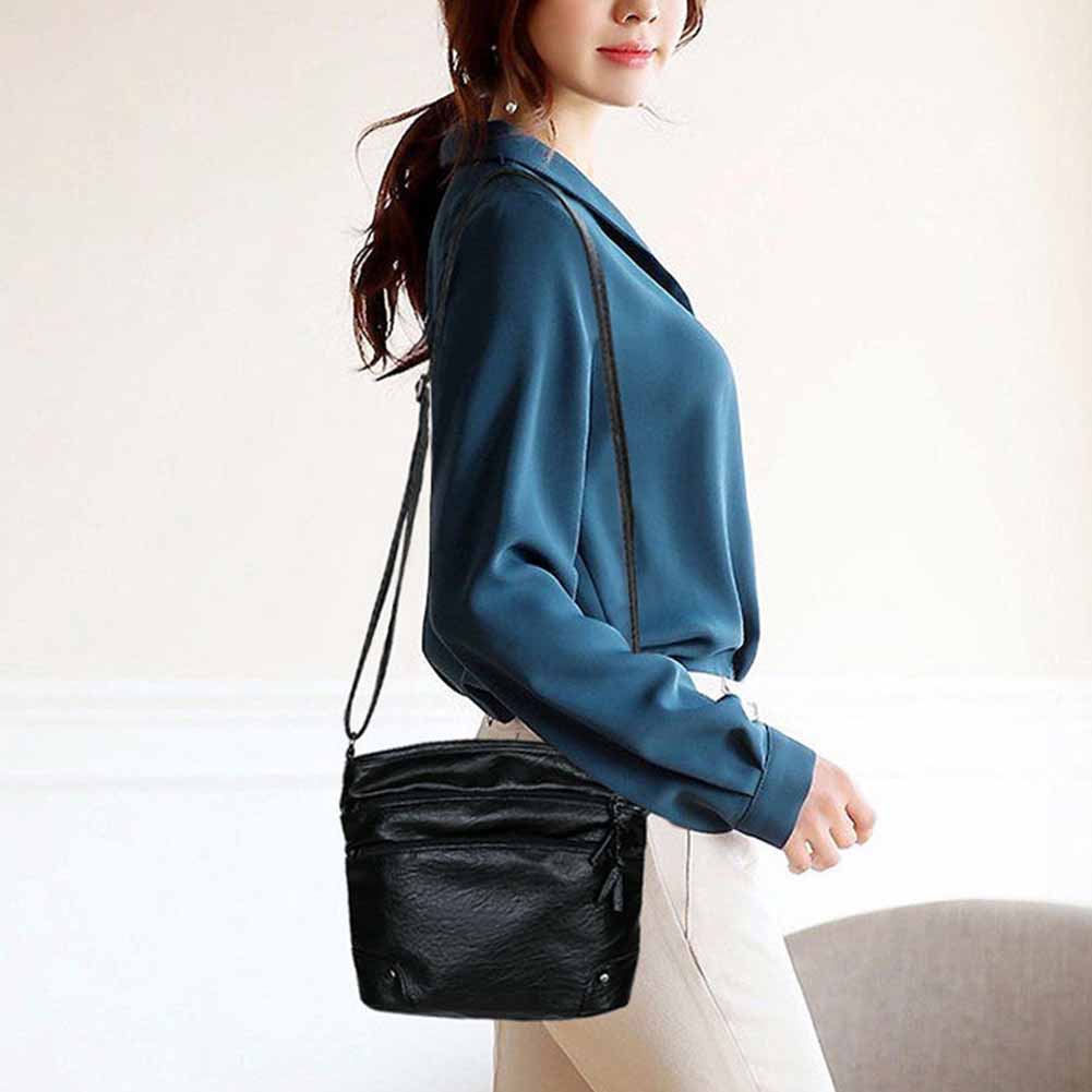 Women PU Leather Shoulder Crossbody Bag Solid Color Small Handbags KTY