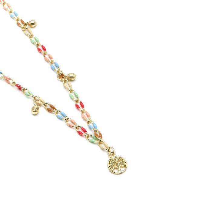 Collier - LUXENTER - Ximue - Argent 925 - Or jaune 18k - Laque multicolore