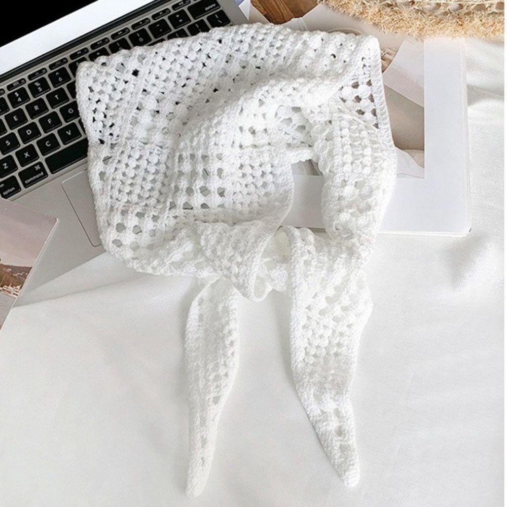 Y2k Design Balletcore Shawl Hollow Knitted Headscarf Retro Triangle Scarf Female Fashion