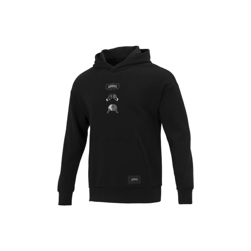 Adidas Ping Pong Cartoon Print Hooded Sweatshirt Men Tops Black HE7466