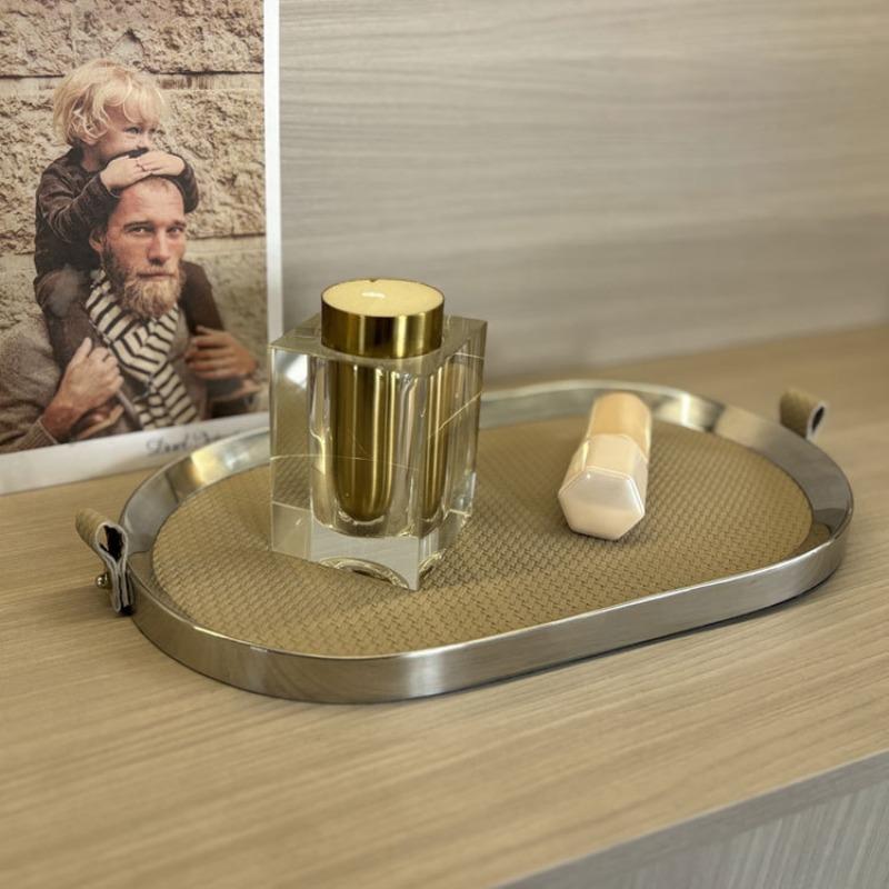Modern Storage Trays Desktop Leather Storage Trays Living Room Snacks Organize Plate Simple Entrance Hall Key Organize Plate