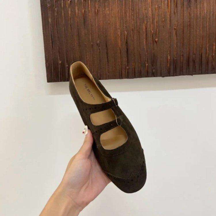 Retro brown square head Mary Jane shoes ballet shoes women's 2025 new Korean version French light mouth single shoes women's shoes