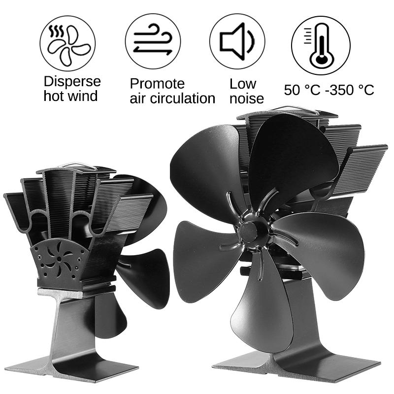 Buy Fireplace Fan Stove Fan Aluminum Alloy Heat Powered 5 Blades Stove