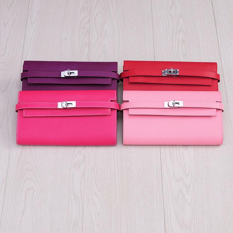 Cartera larga elegante de piel de vaca con estampado de palmeras para mujer