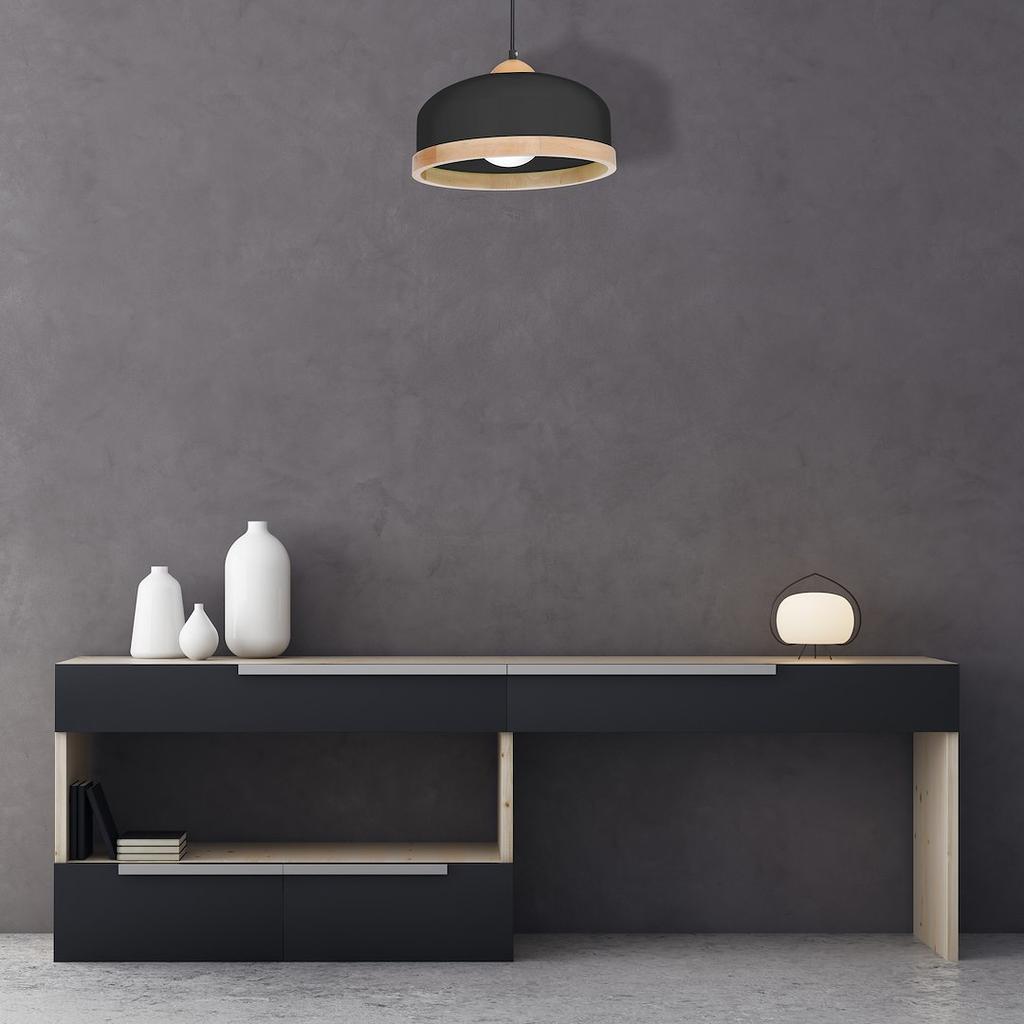 Lampa Wisząca Studio 1 E27 Czarny Wood Milagro Mlp8851