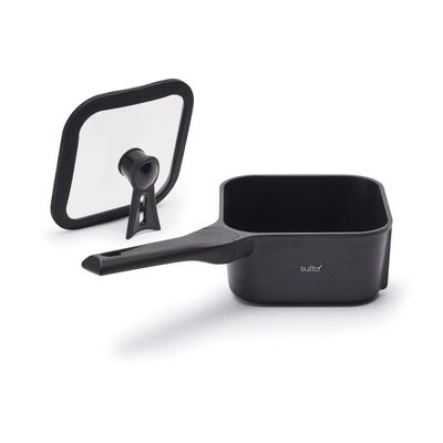 Square Frying Pan Sutto 16 X 8 Cm Compatible with All Heat Sources Black Deep Type Doshisha (gas fire/IH Compatible)