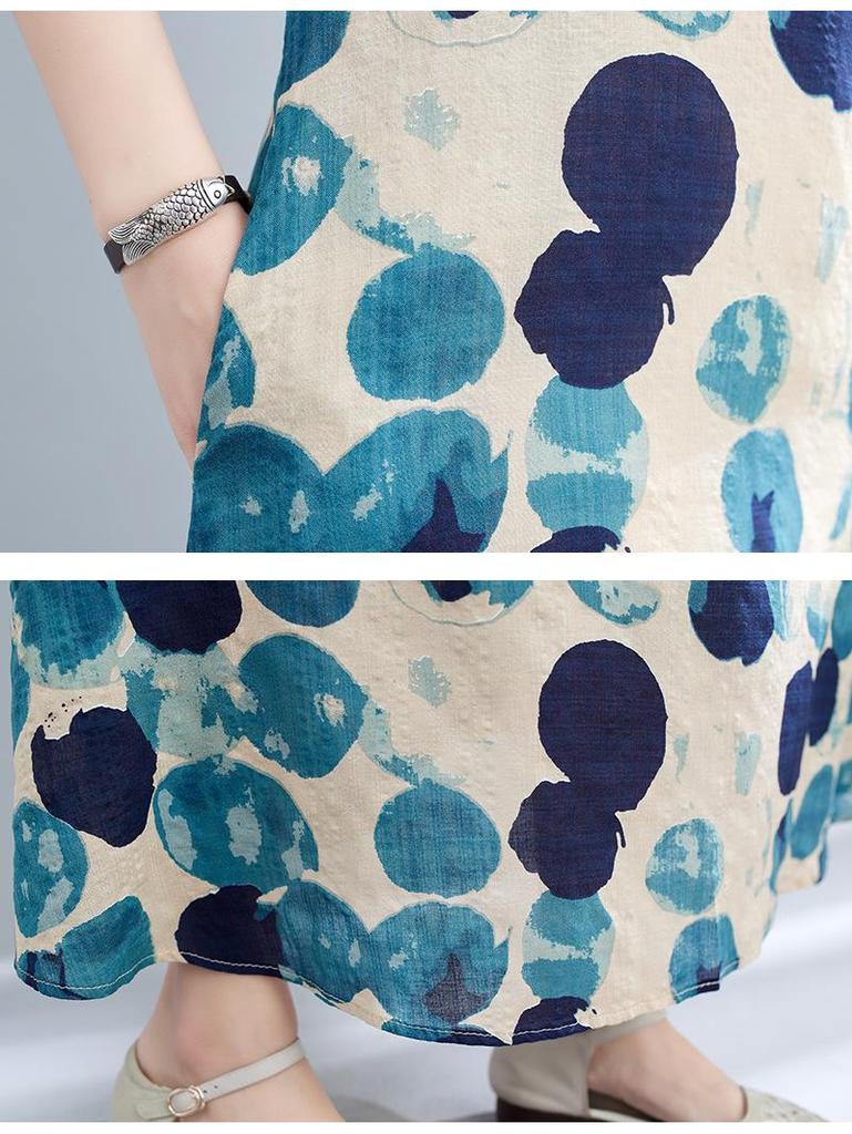 Women's Literary Loose Sleeveless Midi Dress - Summer 2025 Print