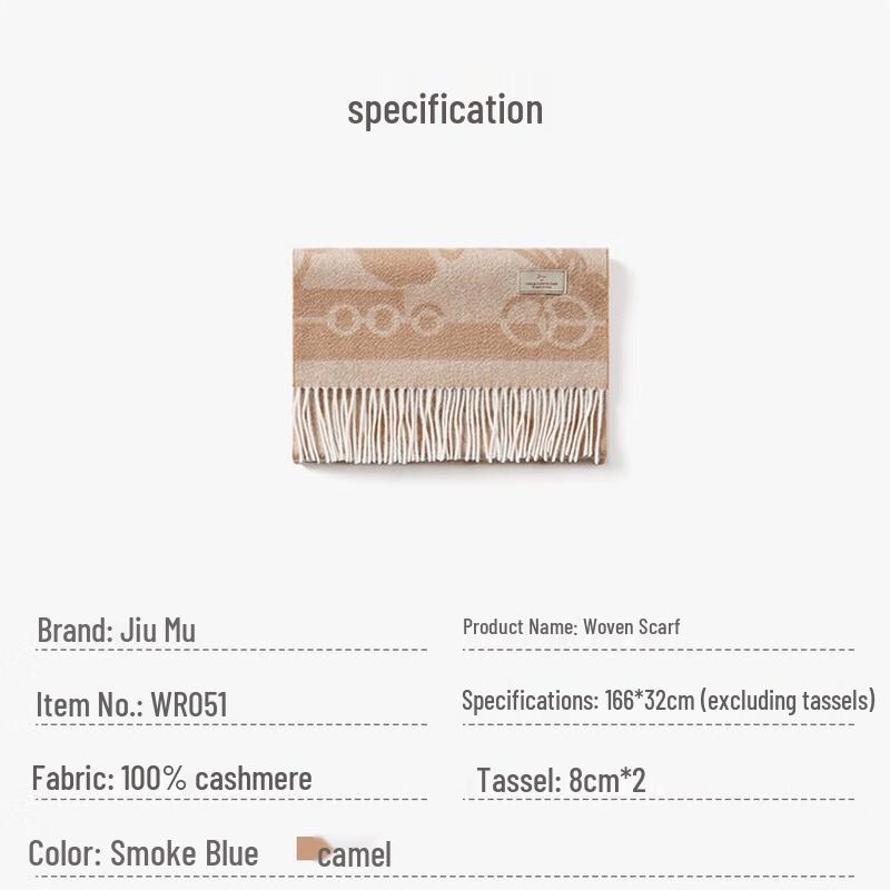 JIUMU Pure Cashmere Jacquard Scarf & Shawl