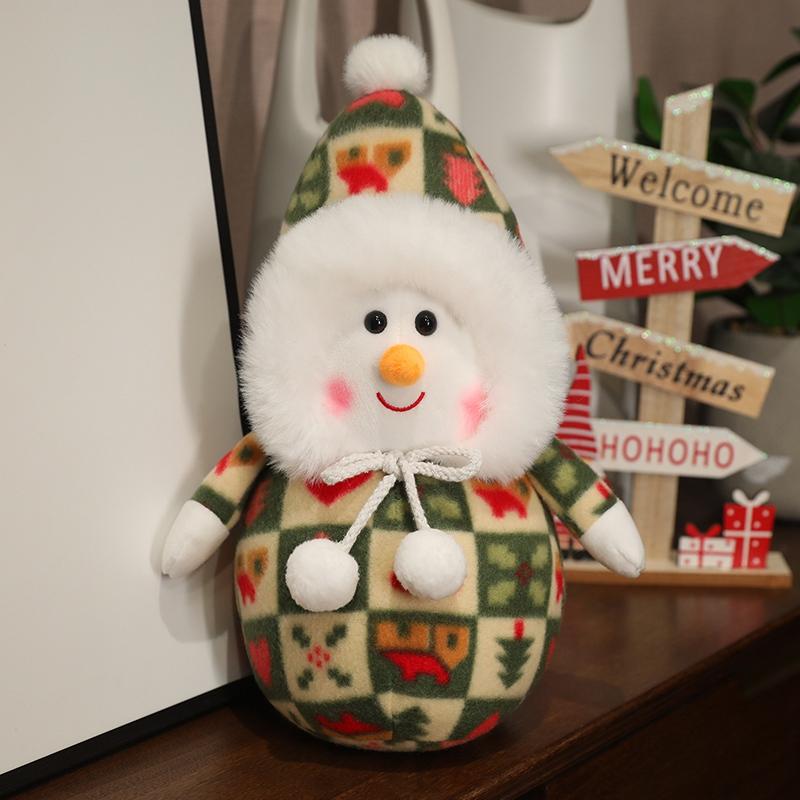Kawaii 35CM Dress Up Snowman Plush Toy Lovely Christmas Snowman Plushie Doll Surprise Xmas Home Decoration Gift