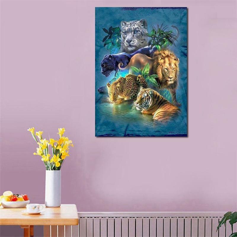 Exquisite 30x40cm Diy Dimond Painting With Four Holy Beasts Full Drill Canvas