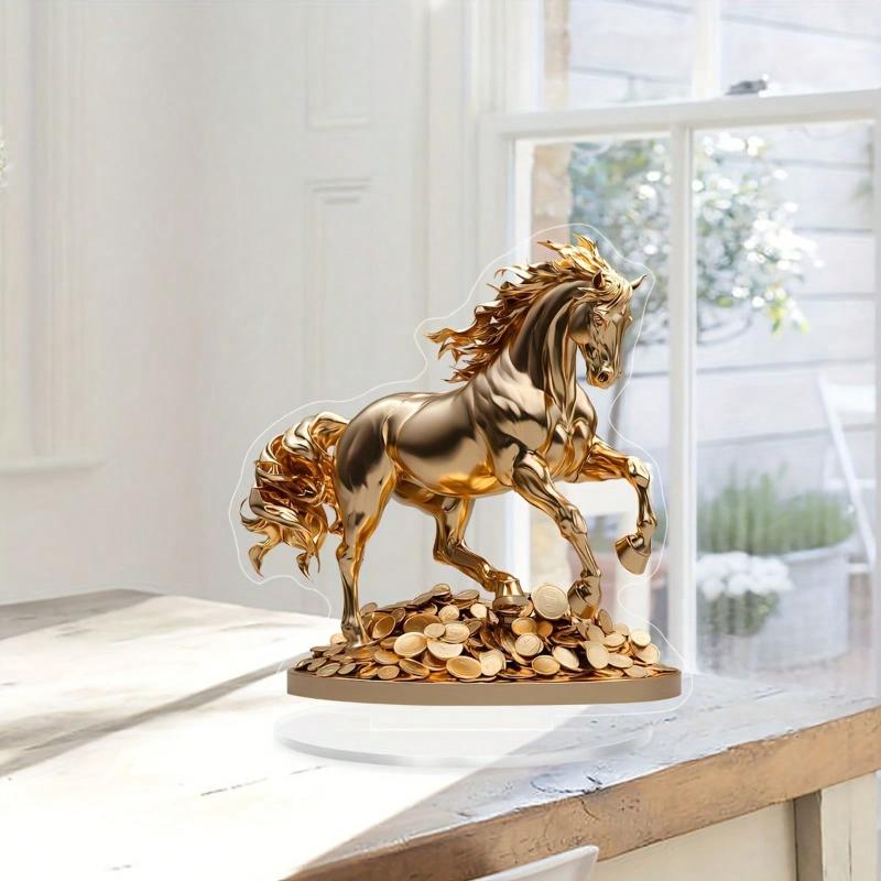 Elegant 2D Acrylic Horse Statue, NOT 3D!!!! - Classic Flat Design, No Potricate Detailing, Horse Lover Gifts