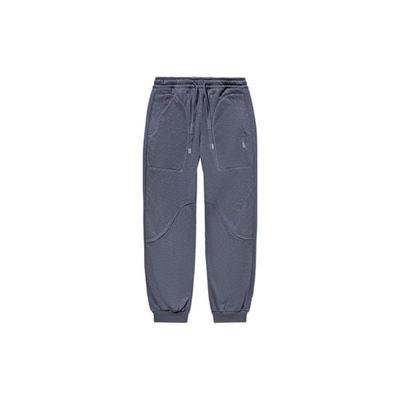 Li Ning X Jackie Chan Collaboration Solid Color Mid Waist Tapered Knit Sports Pants Men Pants Night-Sky-Blue AKLT661-4