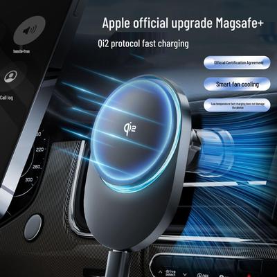Qi2 Magnetic Wireless Car Charging Mount for Apple MagSafe - Phone Holder with Heat Dissipation