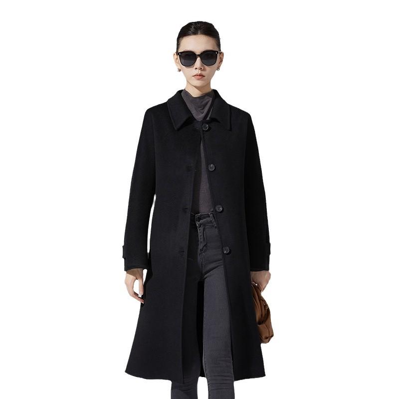 Elegant Double-Sided Wool Coat with Doll Collar and Multi-Button Design