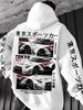 Pánská podzimní/zimní ležérní volná mikina s kapucí v evropském tmavém stylu Y2K Retro, Mikina s kapucí Tokyo Racing Culture