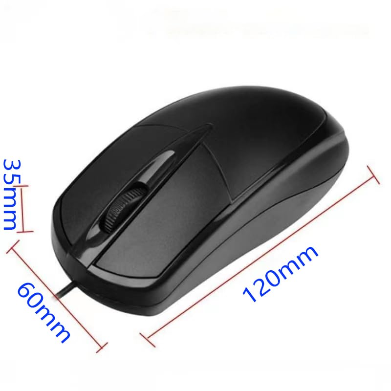 JIANDO Wired USB Silent 3-Button Optical Mouse, 1000 DPI, Ambidextrous Design, Compact, PC Mouse, WindowsMac Compatible, Black