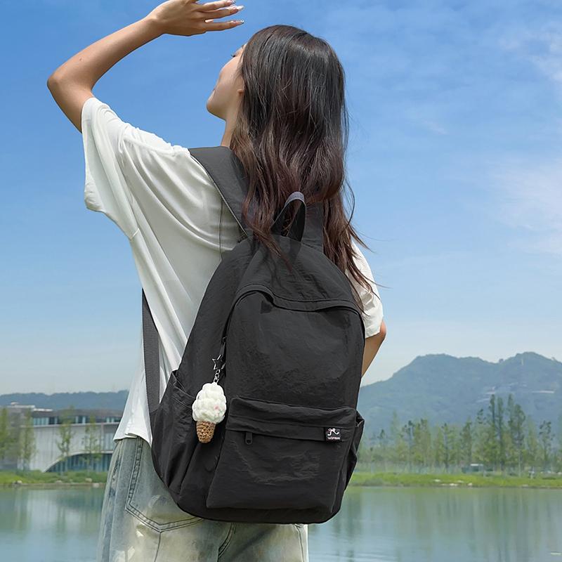 Solid Color Student Schoolbag Women's Large Capacity Backpack Men's Travel Backpack