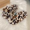 Mao Mao Slippers New Leopard Print Slippers In Autumn and Winter 2025 Wear One-word Crossed Cotton Slippers Outside the Home