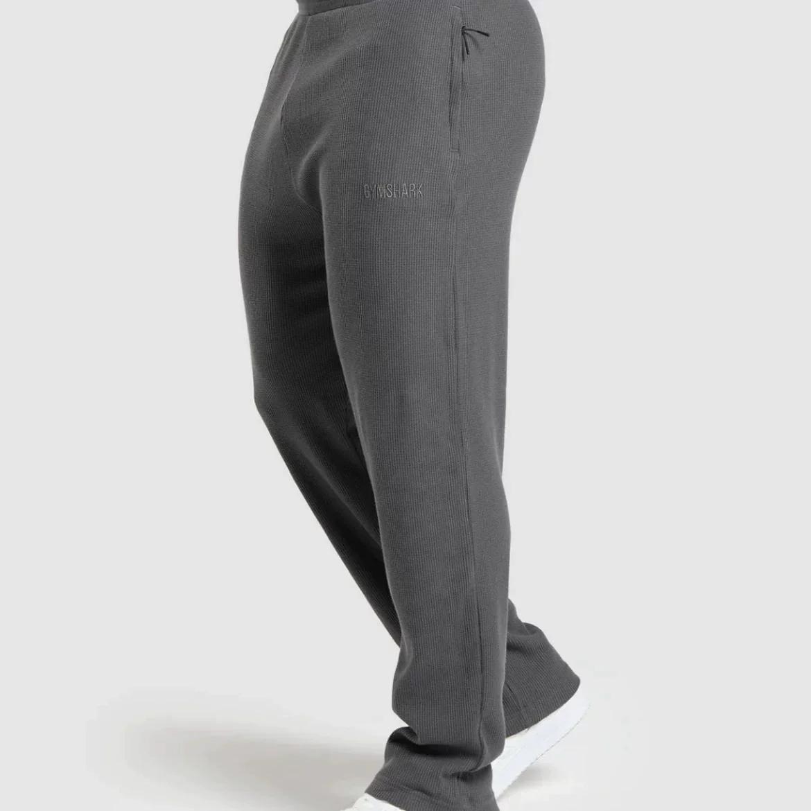Gymshark Waffle Men s Sports Casual Spring and Autumn Waffle Embroidered Logo Breathable Loose Straight Pants N7 M
