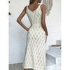 Damen Sexy Taillenbetonend Einfarbig Ausgestanzt Gestrickt Elegant Strand Midi Kleid