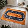 Racing Track Pattern Kids Play Rug, Children's Game Climbing Floor Mat, Non-Slip Washable Carpet for Bedroom & Living Room