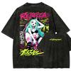 Cyberpunk Cotton T-shirt Men Women Washed Hip Hop Heavyweigh Streetwear Oversized Hip Hop Y2k Harajuku Short Sleeve Female Male Clothing