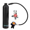 1L Diving Small Cylinder Rebreather with Pure Metal Secondary Breathing Valve Heads Black Diving Equipment