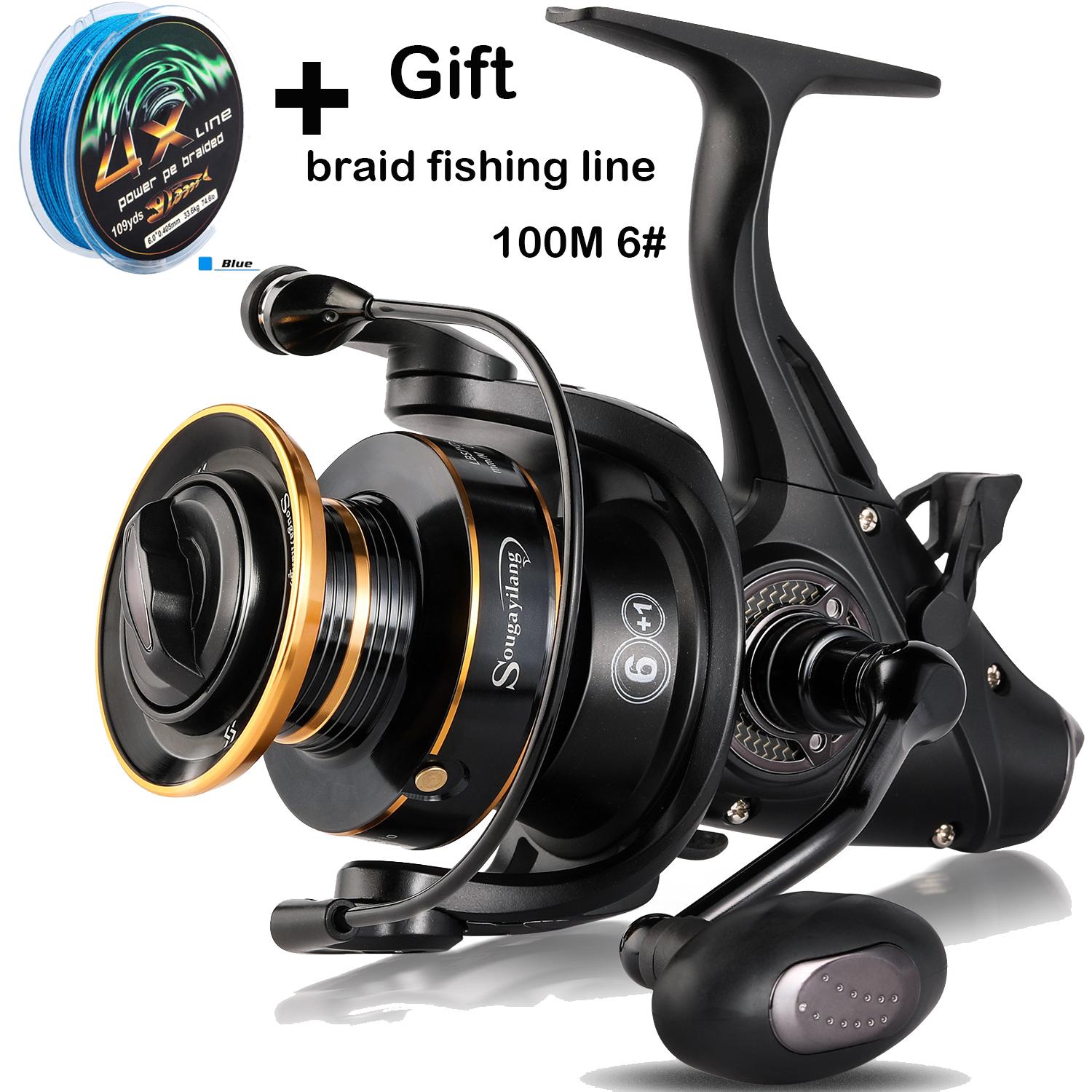 

Спиннинговая рыболовная катушка 6 + 1BB, металлическая шпуля, передняя и задняя катушка для ловли карпа, рыболовная катушка с деревянной ручкой 5000