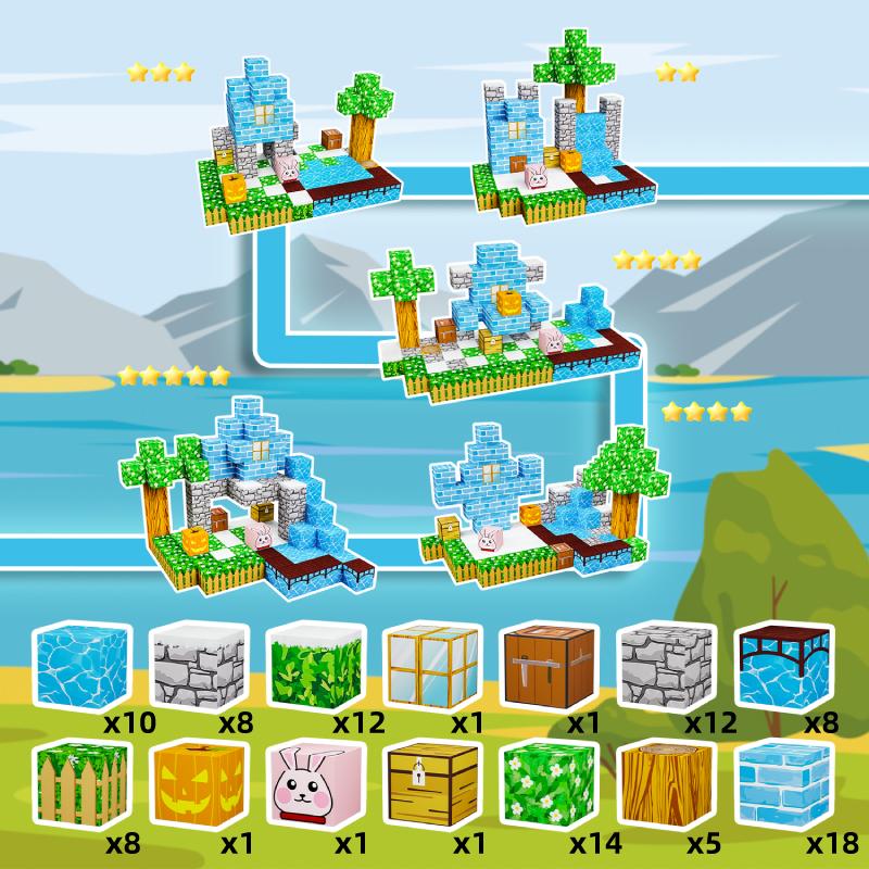 

non-toxic Nordic Village-Themed Puzzle for children and children Aged 3-6 Children s Educational Magnetic Building Blocks Toy cixingjimu