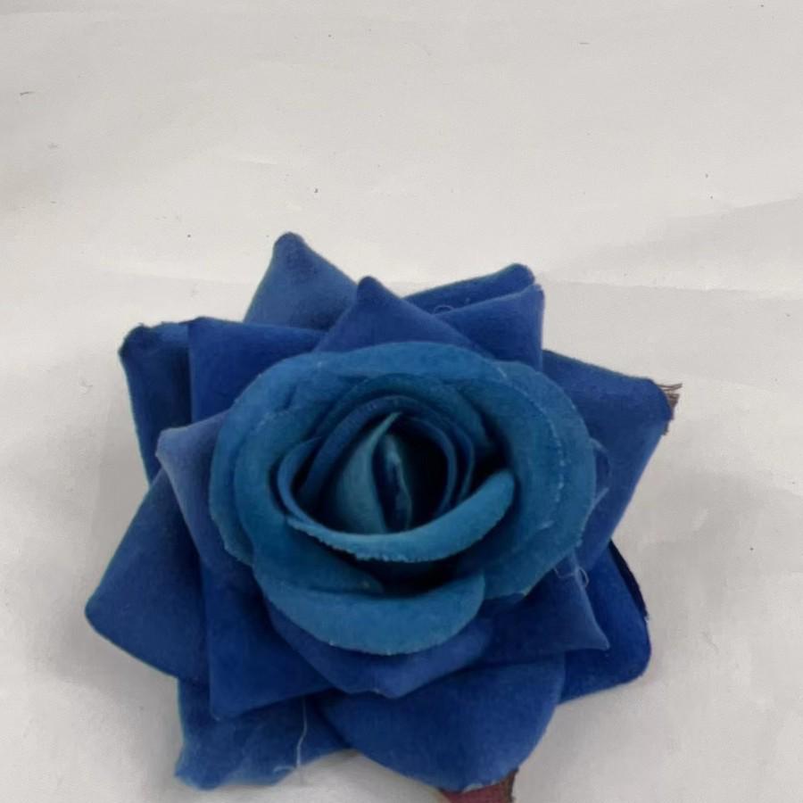 

6.5cm Flocked Cloth Rose Flower Head for Wedding Decoration or Flower Arrangements синий