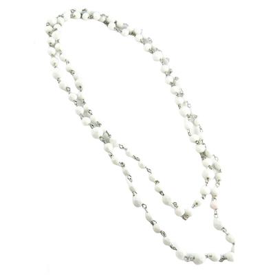 [R8002] - Designer Long Necklace 'Sissi' White - 120 Cm - 6 Mm