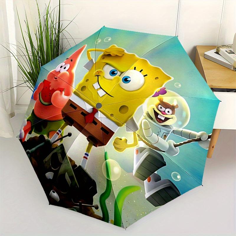 

1pc SpongeBob SquarePants Automatic Folding Umbrella - Portable 3-Fold Design with 8 Iron Ribs, Outdoor, for Fans, Travelers, Daily Use, Gift Ide