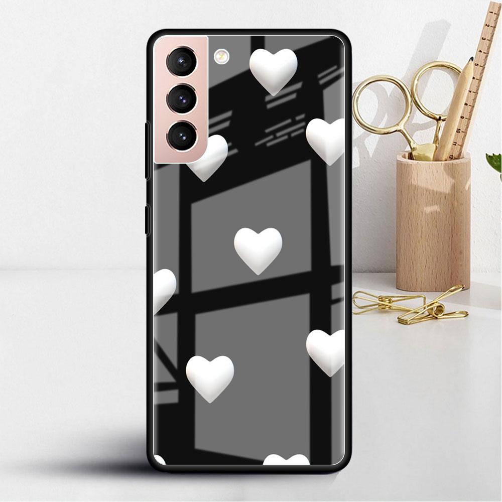 LIEBE Herz Glas Hülle Für Samsung Galaxy S22 S20 FE S21 Plus Handyhülle S10 5G S9 Note 20 Ultra 10 Lite Hülle