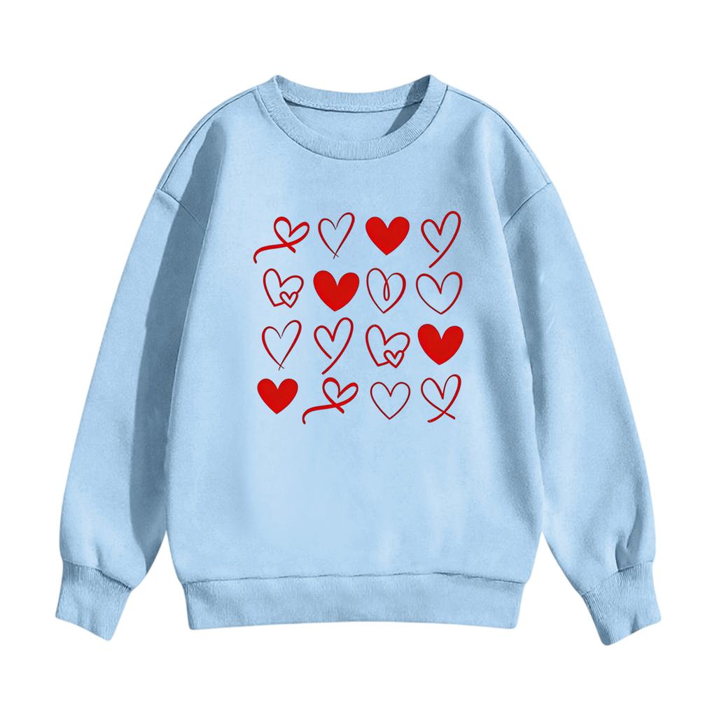 Kinder Freizeit Rundhals Bedruckter Pullover Langarm Kapuzen-Sweatshirt Oberteil