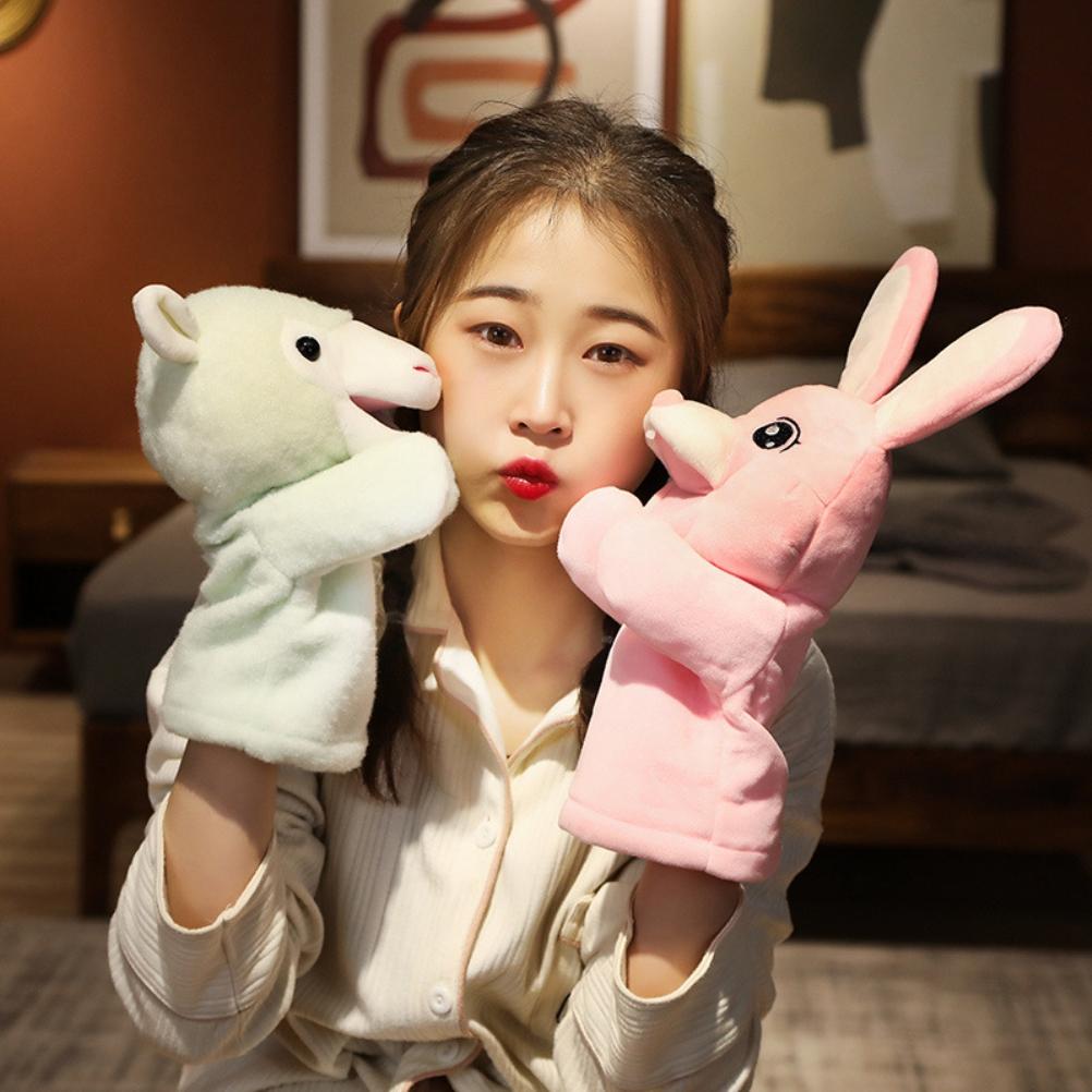 Plush Hand Puppet Donkey Lamb Panda Rabbit Soft Stuffed Animal Hand Puppet Toy for Storytelling