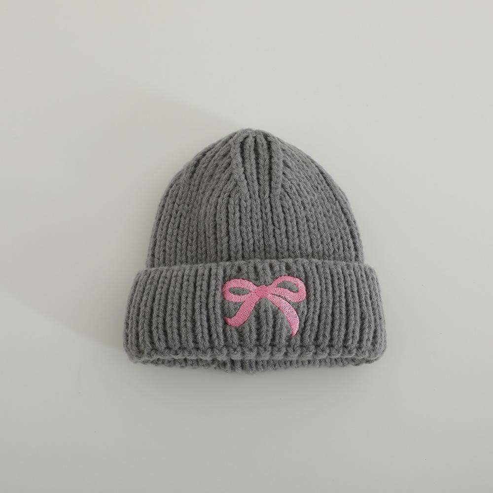 

Детские шапки на осень и зиму, детские вязаные шапки, шапки с ушками и узлом-бабочкой, теплые и толстые зимние шапки-пуловеры 47-52cm [2-6 years old] серый