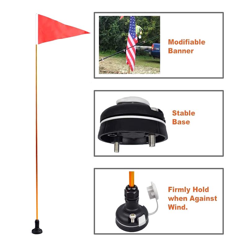 

1.2M Kayak Safety Flag Track Mount Kayaking Visibility Kit Easy Installation Stable Base Kayak Marine Flag Diy Accessories