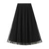 Women Midi Skirt Elastic High Waist A-Line Skirt Solid Color Double Sided Reversible Design Autumn Winter Skirt
