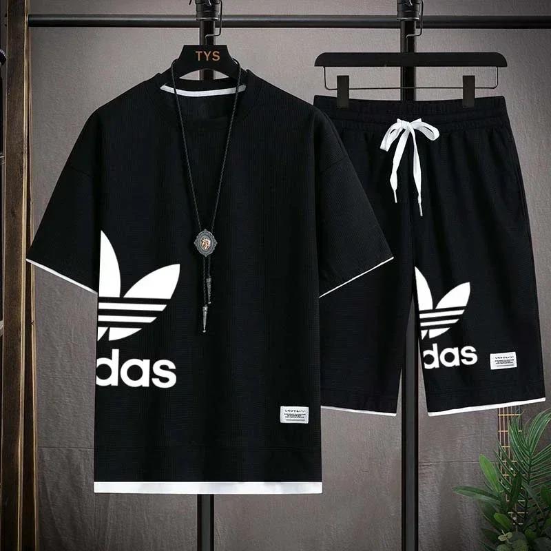 Nuovissimo Abbigliamento Sportivo Estivo Comodo da Uomo, Set Due Pezzi T-shirt a Maniche Corte e Pantaloncini Casual da Pallacanestro 2025