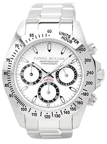 Daniel Muller Полностью стальной хронограф Мужские часы DM-2003WH Белый