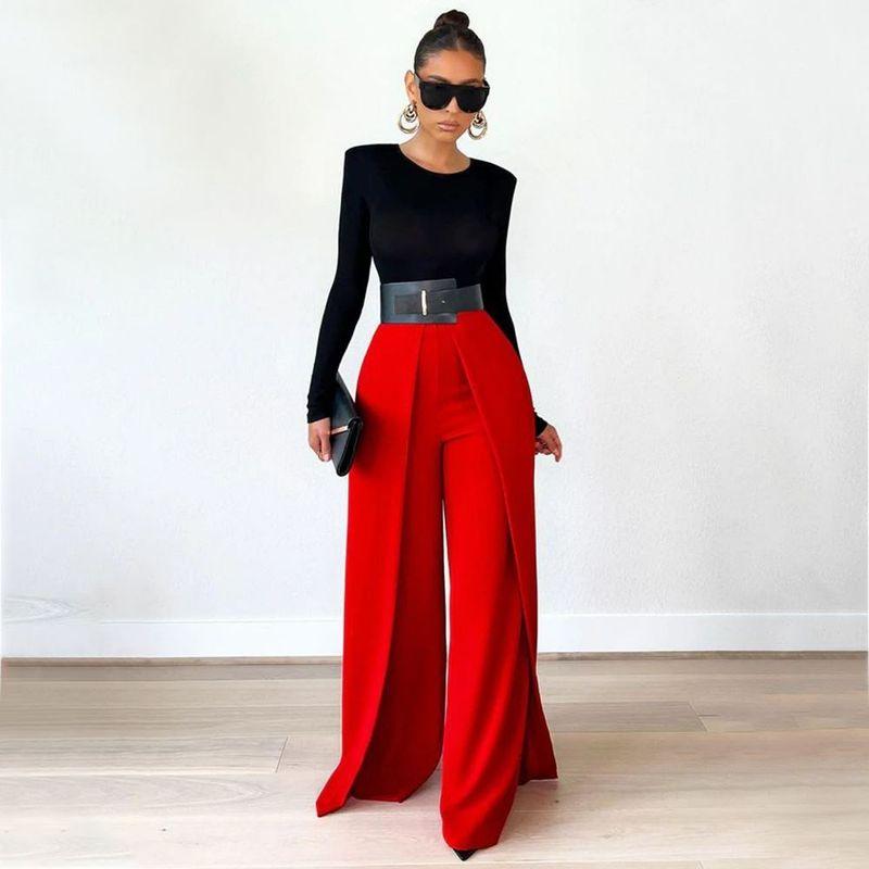 

Women Slim Casual Pants Fashion Women Loose Slim Looking Loose Pants Straight Fashion Casual Pants Red S