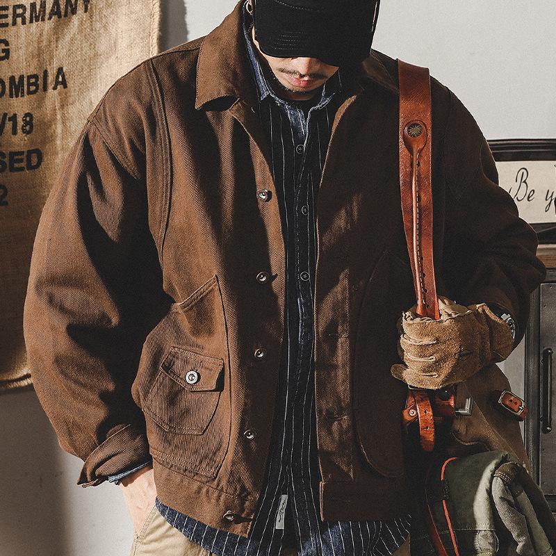 

Мужская джинсовая куртка Jay Leno Retro American Workwear - осенняя модная свободная куртка Coach 2XL (160-180 jin) хаки