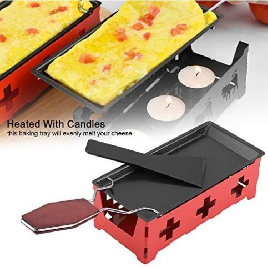 Cheese Raclette Stove Set, Carbon Steel Portable Non-stick Cheese Raclette Rotaster Baking Tray Stove Set Home Kitchen Grilling Tool Mini Raclette