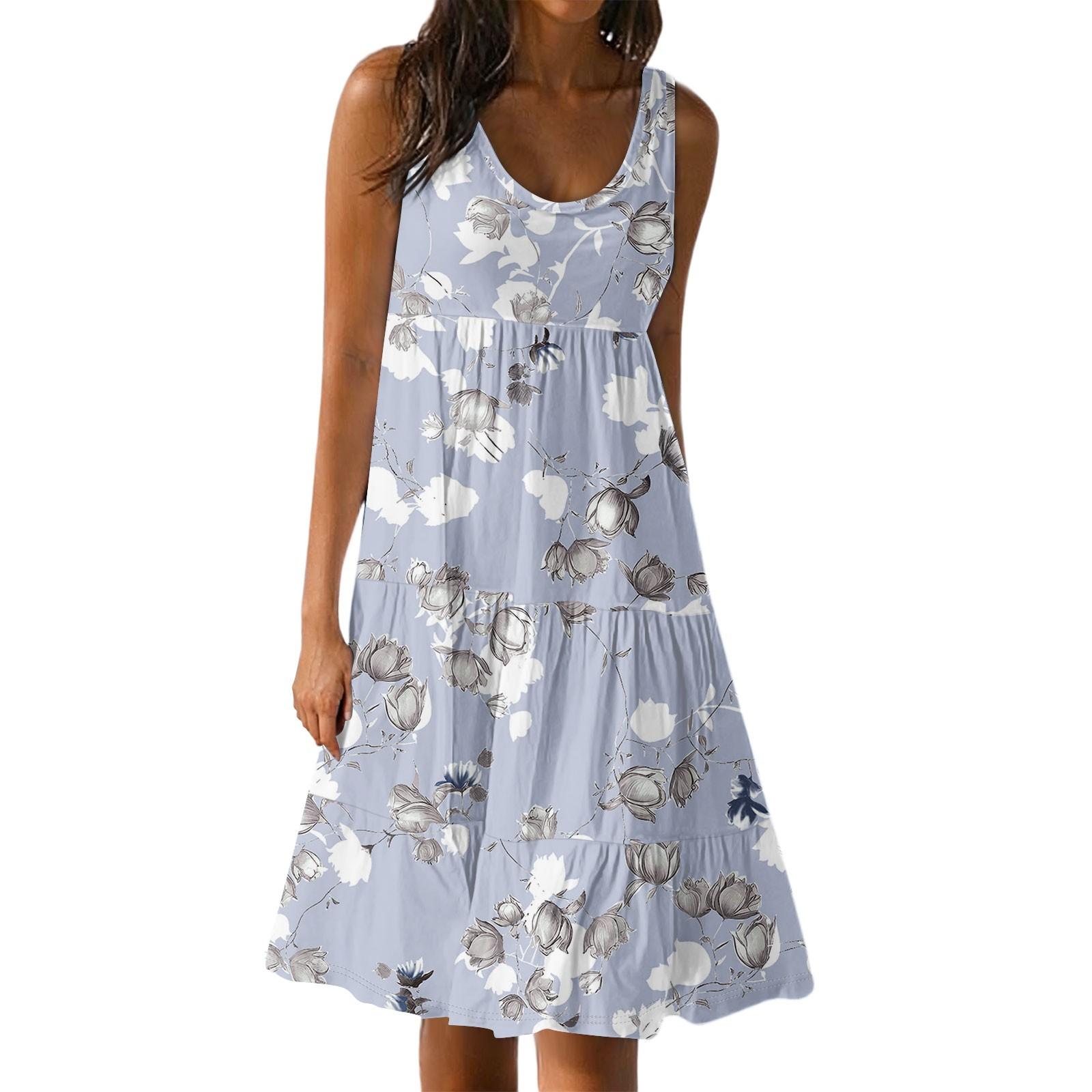 

Женские повседневные летние платья без рукавов, весеннее лоскутное бохо-цветочное коктейльное вечернее платье XXL