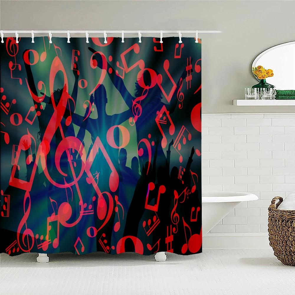 Music Rock Guitar Shower Curtains Modern Bathroom Curtains 3D Printed Decoration Waterproof Cloth With 12 Hooks Bath Curtain
