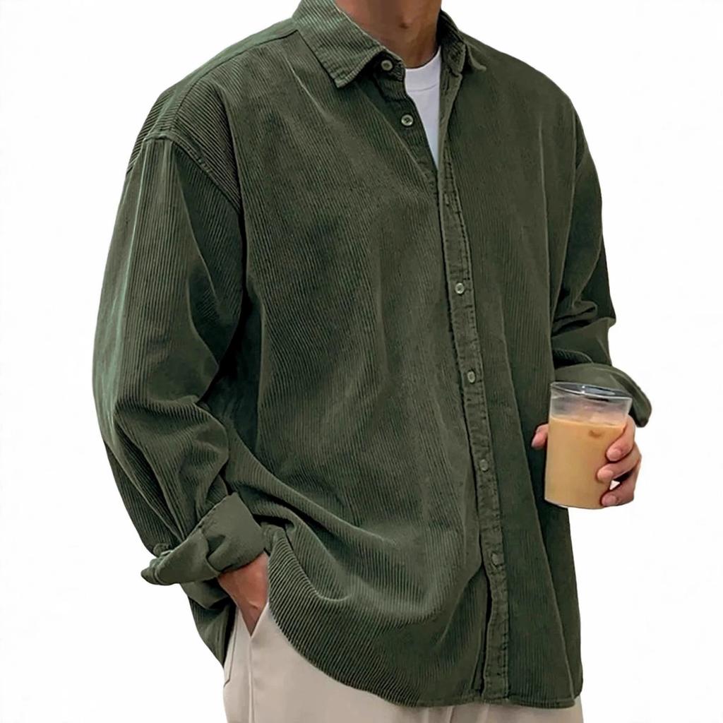 New Style Corduroy Shirt Men Long Sleeve Trendy Streetwear Fashion Brand Loose Casual Thick Shirt Jacket Coat Autumn Warm Comfortable  Daily Wear