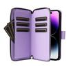 R20 For iPhone 14 Pro Case Zipper Pocket PU Leather Cover with 9 Card Slots