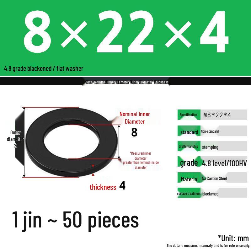 Blackened Enlarged Thickened Metal Washer - M3-M42