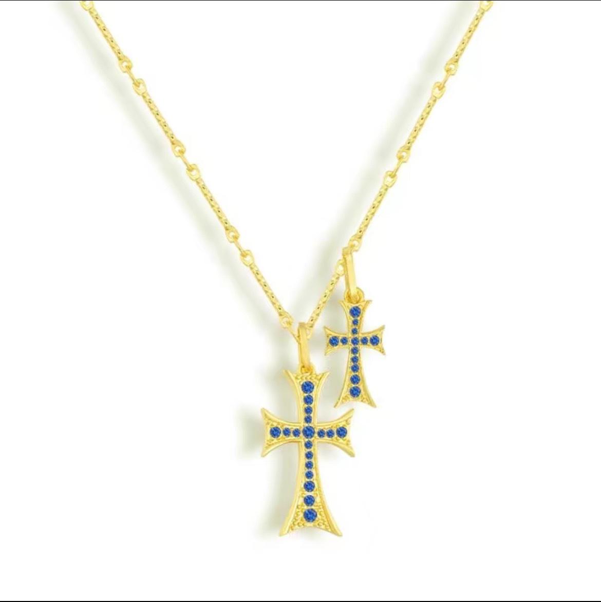 

Trendy Unisex Copper Necklace with Zircon and Diamond Cross