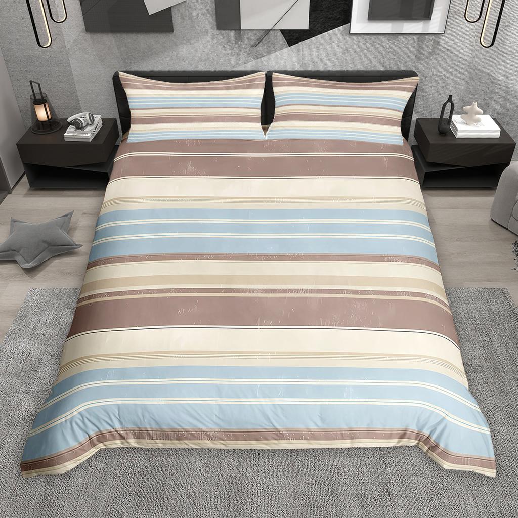 Homewish Geometryczna Pasiasta Poszewka na Kołdrę Zestaw 2szt/3szt, Nowoczesny Minimalistyczny Komplet Pościeli